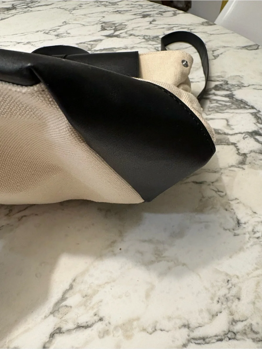 Deux Lux Beige Canvas Backpack with Black Faux Leather Accents